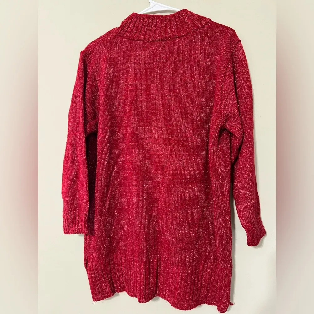 Diane Von Furstenberg the color authority sz medium red v-neck sweater metallic - Image 11