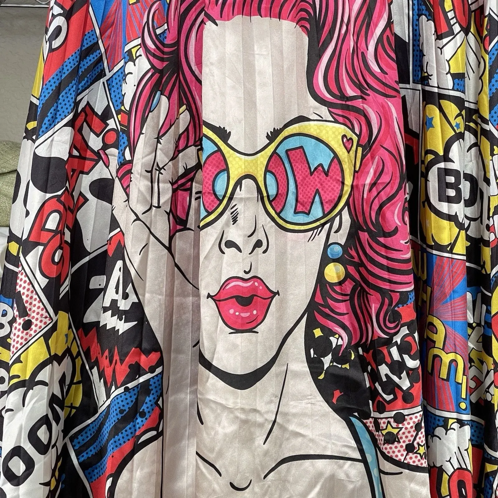 Shein Women’s Skirt Sz Medium Pop Art Grunge Retro Comic High Waist Cartoon - Image 9