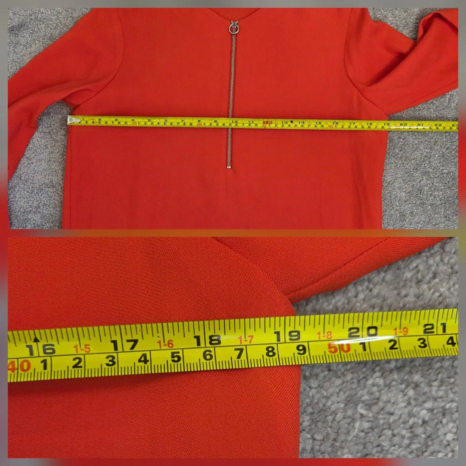 Stella McCartney Size 38 Orange 3/4 Sleeve Silver Half Zipper Blouse Stretch - Image 11
