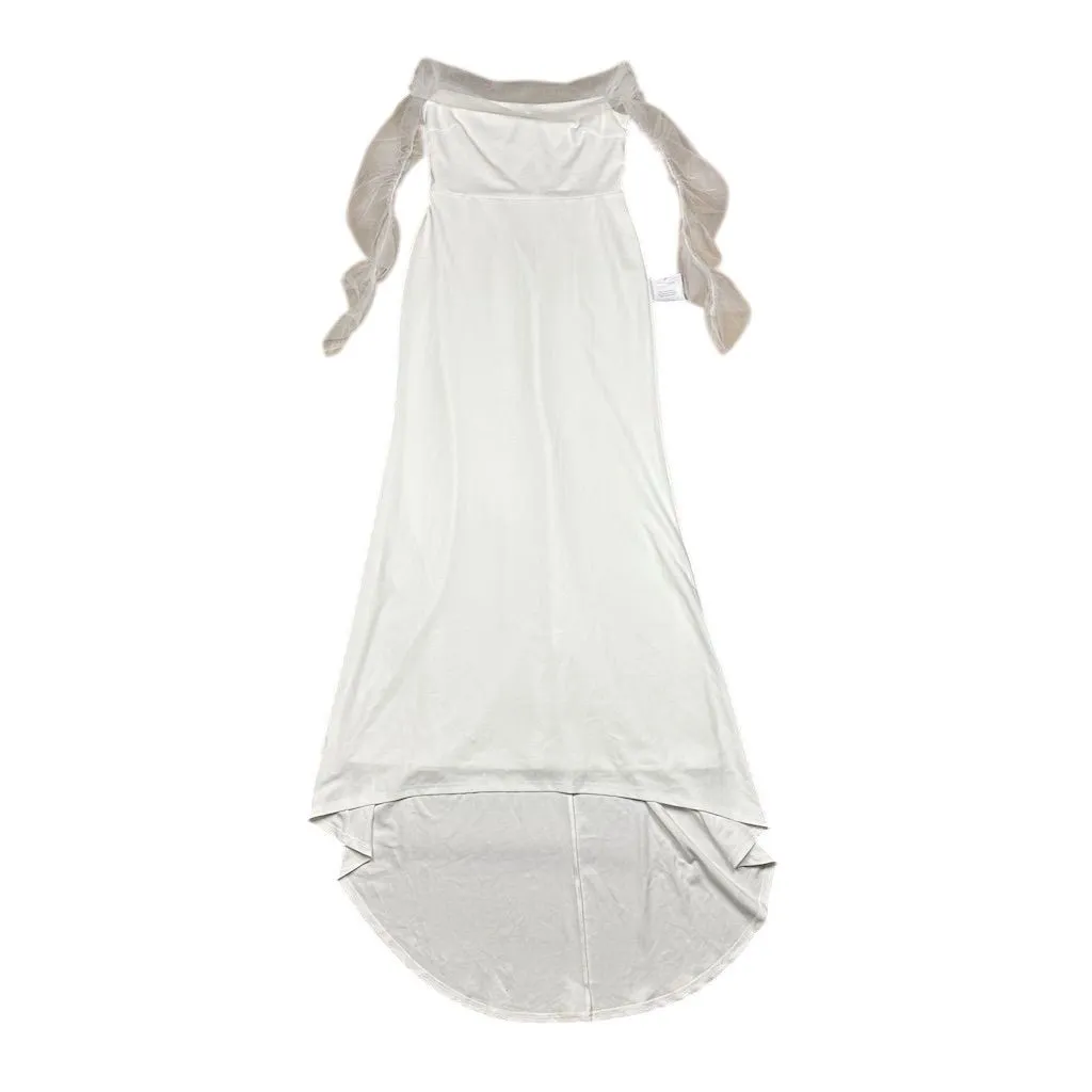 NWT Lulus Women's XL Beautifully Beloved White Mesh Off-the-Shoulder Maxi Dress - Image 4