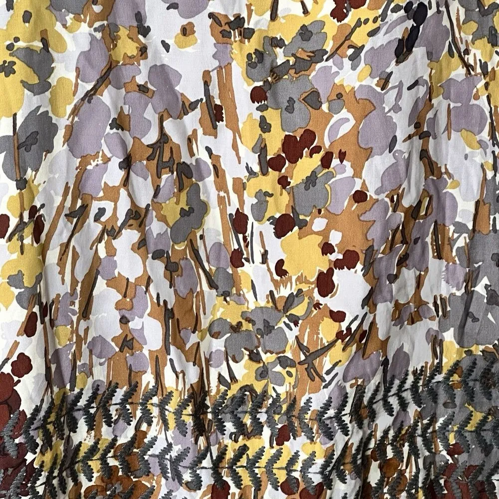 IVY JANE S Floral Dress Embroidered sweater Trim Bell Sleeve Boho Brown - Image 9