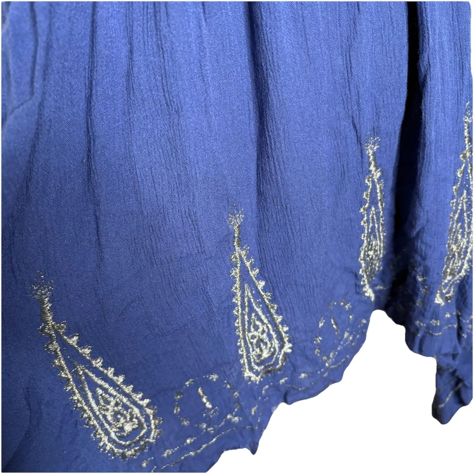 Intimately Free People Blue Meadows of Medallion Asymmetric Slip Dress Raw Hem M - Image 2