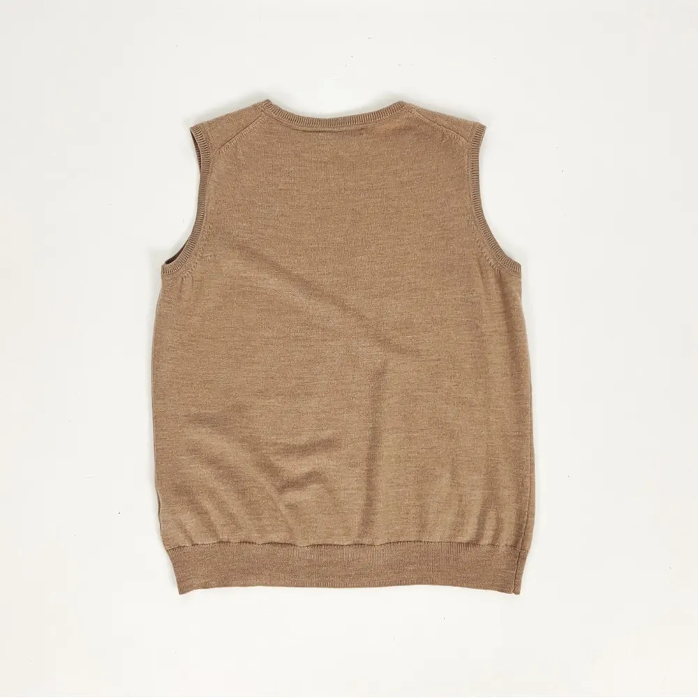 Vintage Brooks Brothers Pure Merino Wool Sweater Vest in Tan | Size XL - Image 6