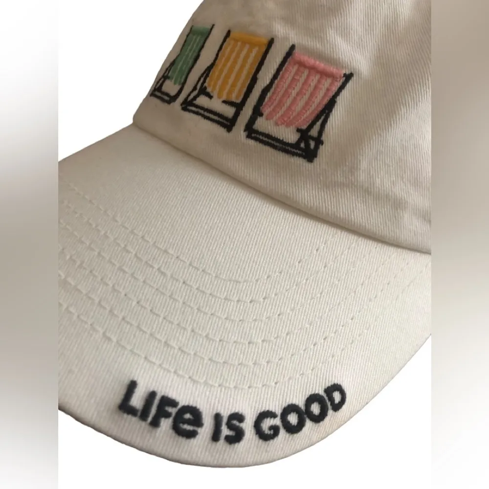 White Cotton Adjustable Cap Hat Beach Chairs OS Athletic Sporty - Image 4