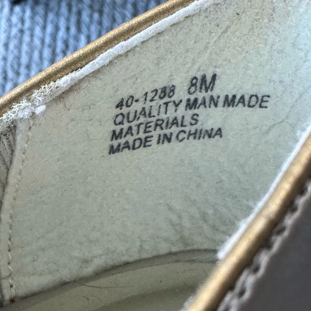 Vintage 80s 90s Easy Street Gold Copper Metallic Peep Toe Kitten Heel Pumps Sz 8 Silver - Image 8