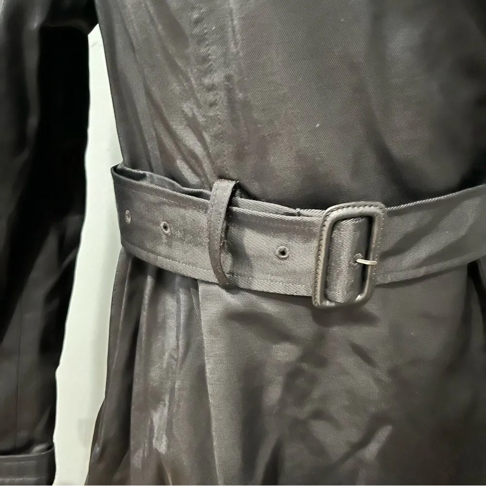 Simply Vera by Vera Wang Black Belted Double Breasted Flare Skirt Trench Coat M - Image 3