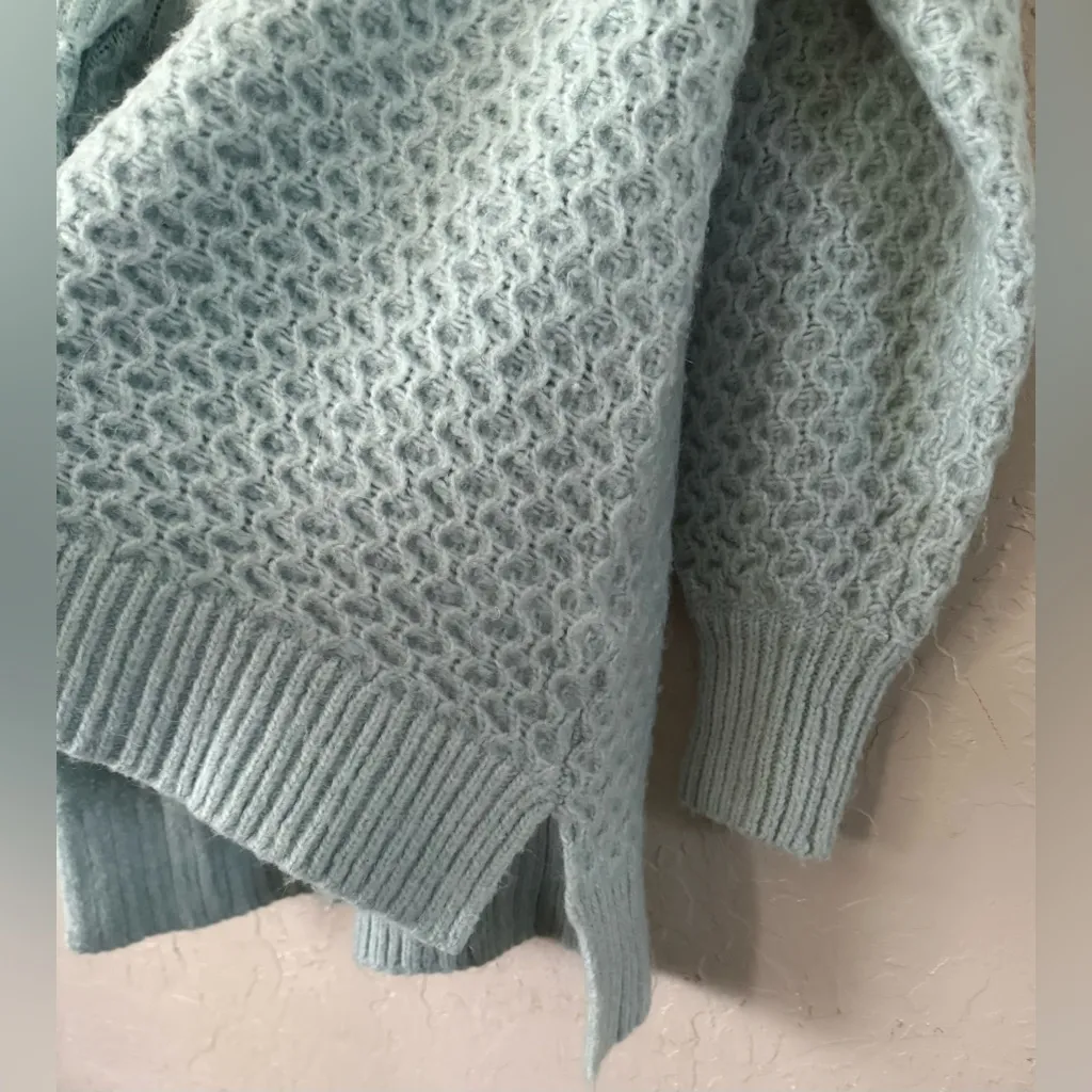 Anthropologie Sweater Womens L Sky Blue Bia Mock Tunic Fisherman Alpaca Chunky - Image 8