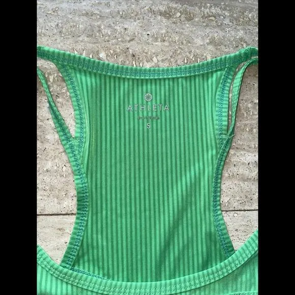 Athleta Women's Green Striped‎ Tank Top Size Small - Image 2