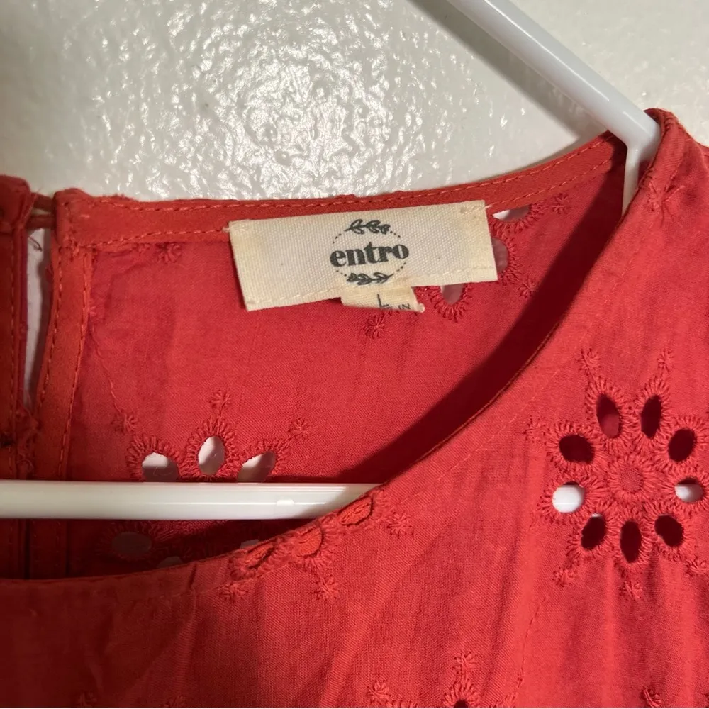 Entro Eyelet Lace Blouse Burnt Orange L - Image 8