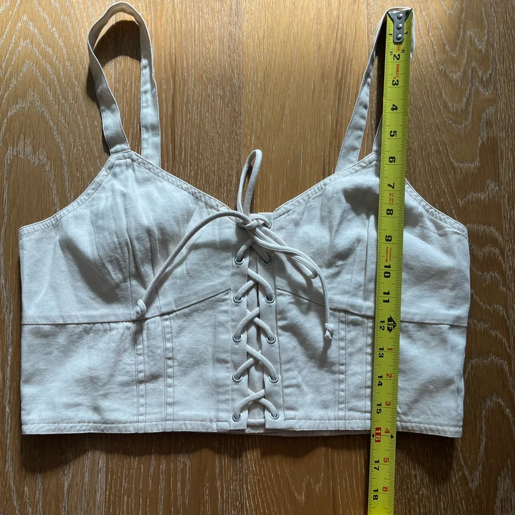 American Eagle Outfitters Tan Lace-Up Tank Top - Image 8