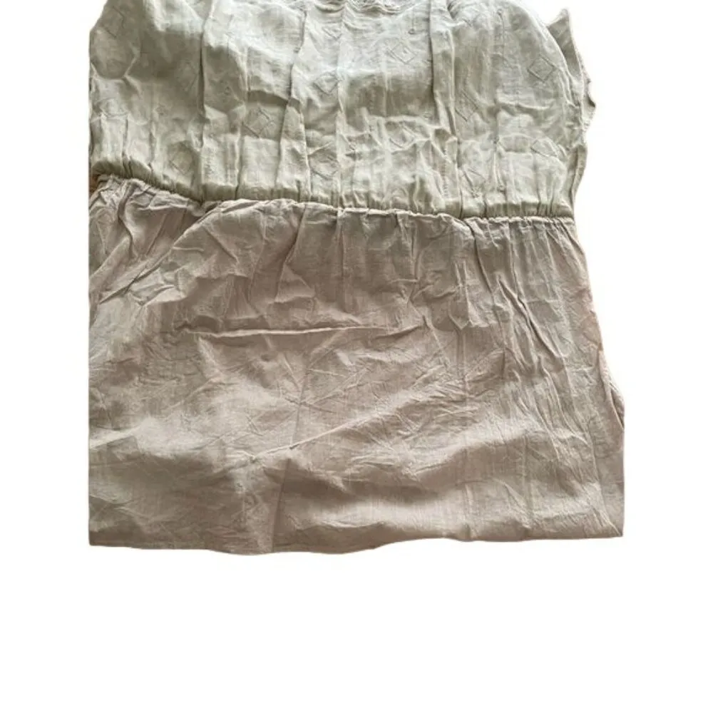 Twin Set Simona Barbieri Linen Dress Spaghetti Strap Beaded Accent Sz L Smocked Size L - Image 12