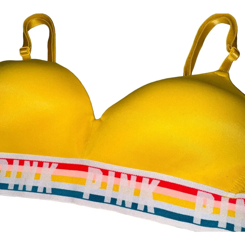 Victoria's Secret PINK Wear Everywhere Wireless Bra Size 32B Adjustable Rainbow - Image 4