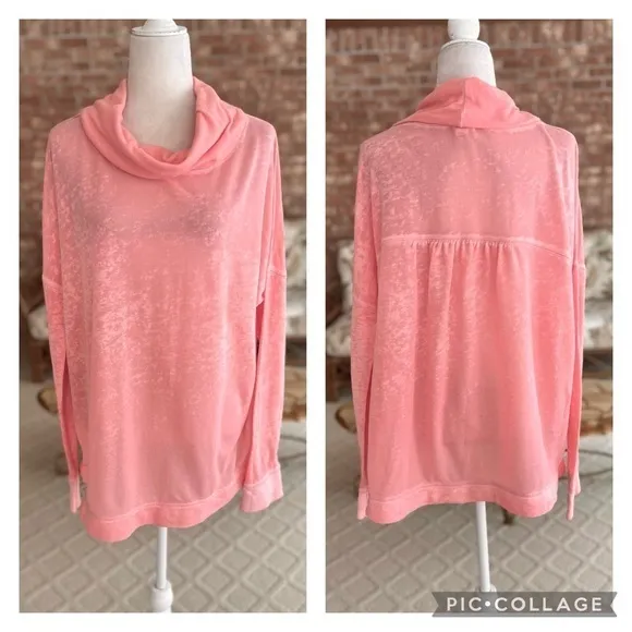 Caslon Tunic Top Pink Cowl Neck Semi Sheer Relaxed Dolman Sleeve Knit S Relaxed - Image 3