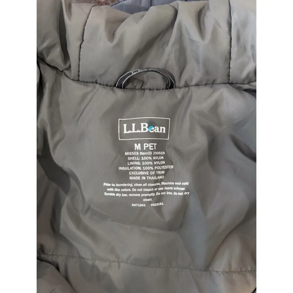 LL Bean Womens Jacket Gray Hooded Full Zip Pockets Windbreaker Medium Petite Black Size undefined - Image 3