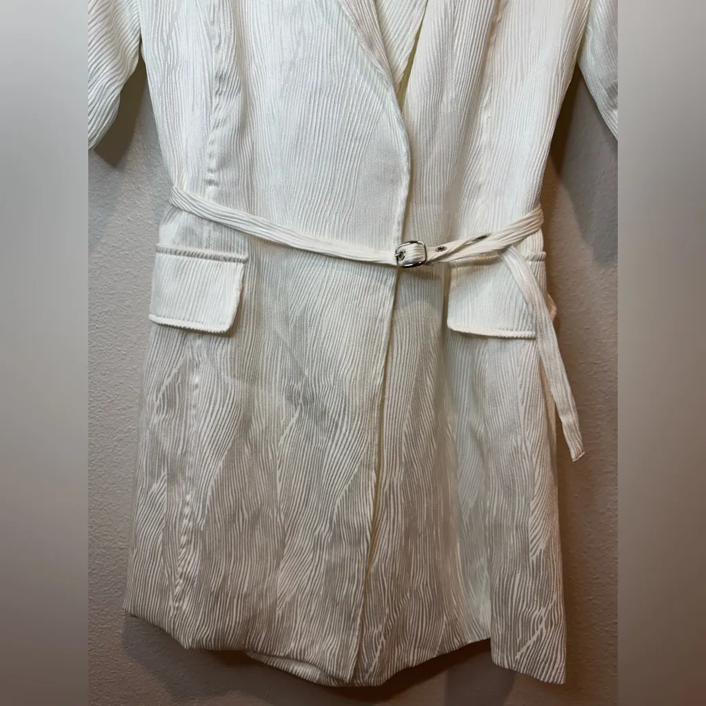 Anthropologie‎ 4SI3NNA Lorenzo Short-Sleeve Belted Blazer Dress in White Size XS - Image 6