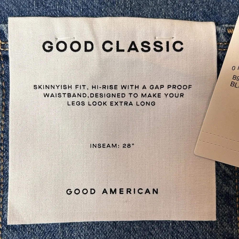 Good American Jeans Womens 6/28 Blue Good Classic Hi-Rise Raw Hem Slim Fit‎ NEW - Image 8