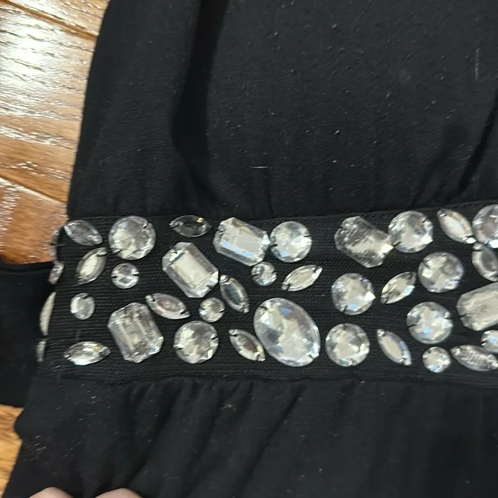 Love Rocks Black Halter Bedazzeled Tank Top Sexy Party Womens y2k 90s McBling - Image 2