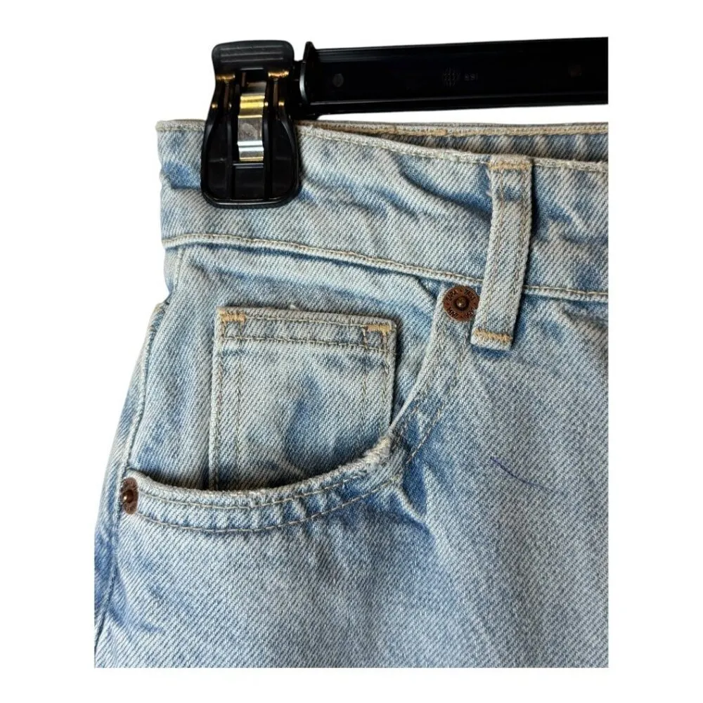 Zara Jeans‎ Women 0 Blue Light Wash Denim Ripped Distressed Wide Leg NWT - Image 7