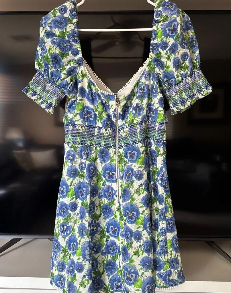 Alice + Olivia Crawford Pansy Floral Puff Sleeve Mini Dress Size 8 - Image 5