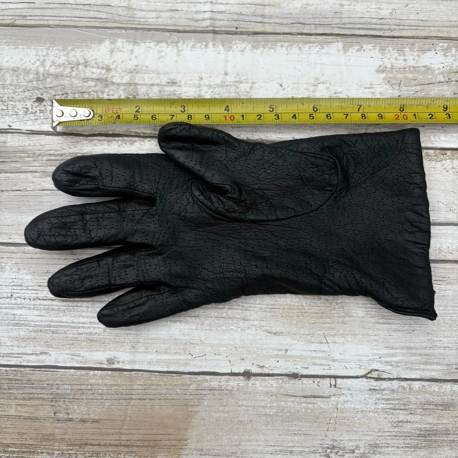 VTG Fownes Leather Gloves Sz 6.5 Black Acrylic Lined Winter Driving Preppy - Image 6