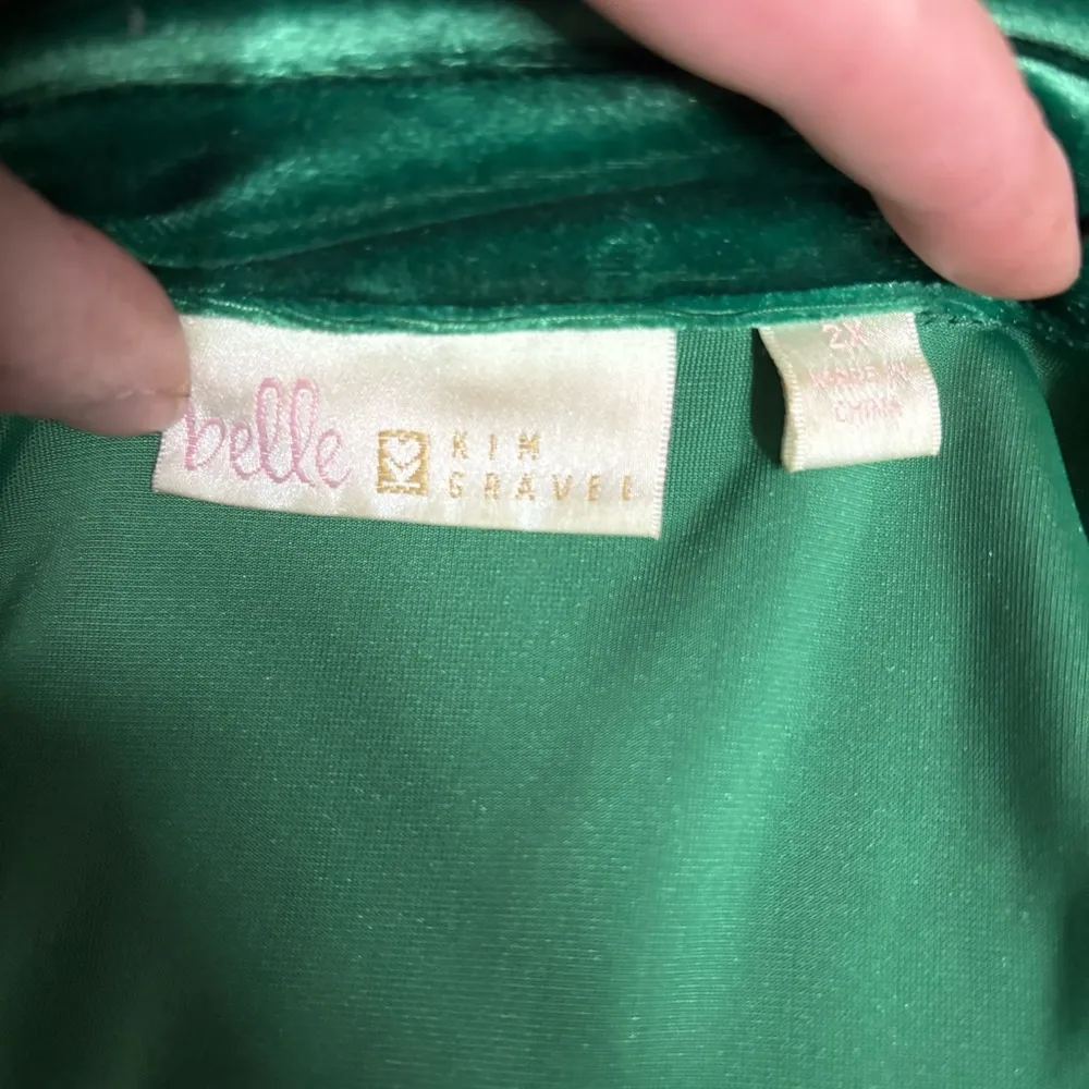 Belle by Kim gravel crushed velvet big shirt size 2X woman’s Green - Image 15