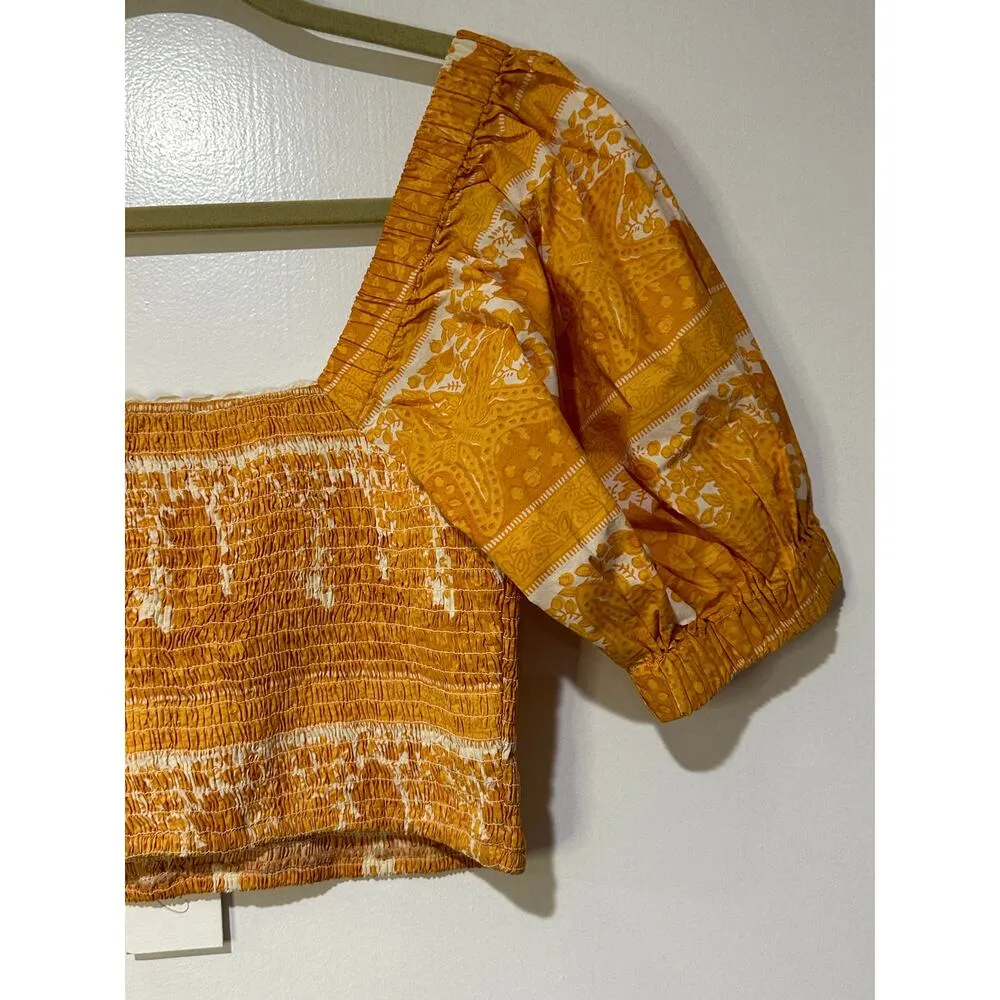 Cleobella Everly V-Neck Puff Sleeve Crop Top Size Medium NWT Coastal Boho - Image 11