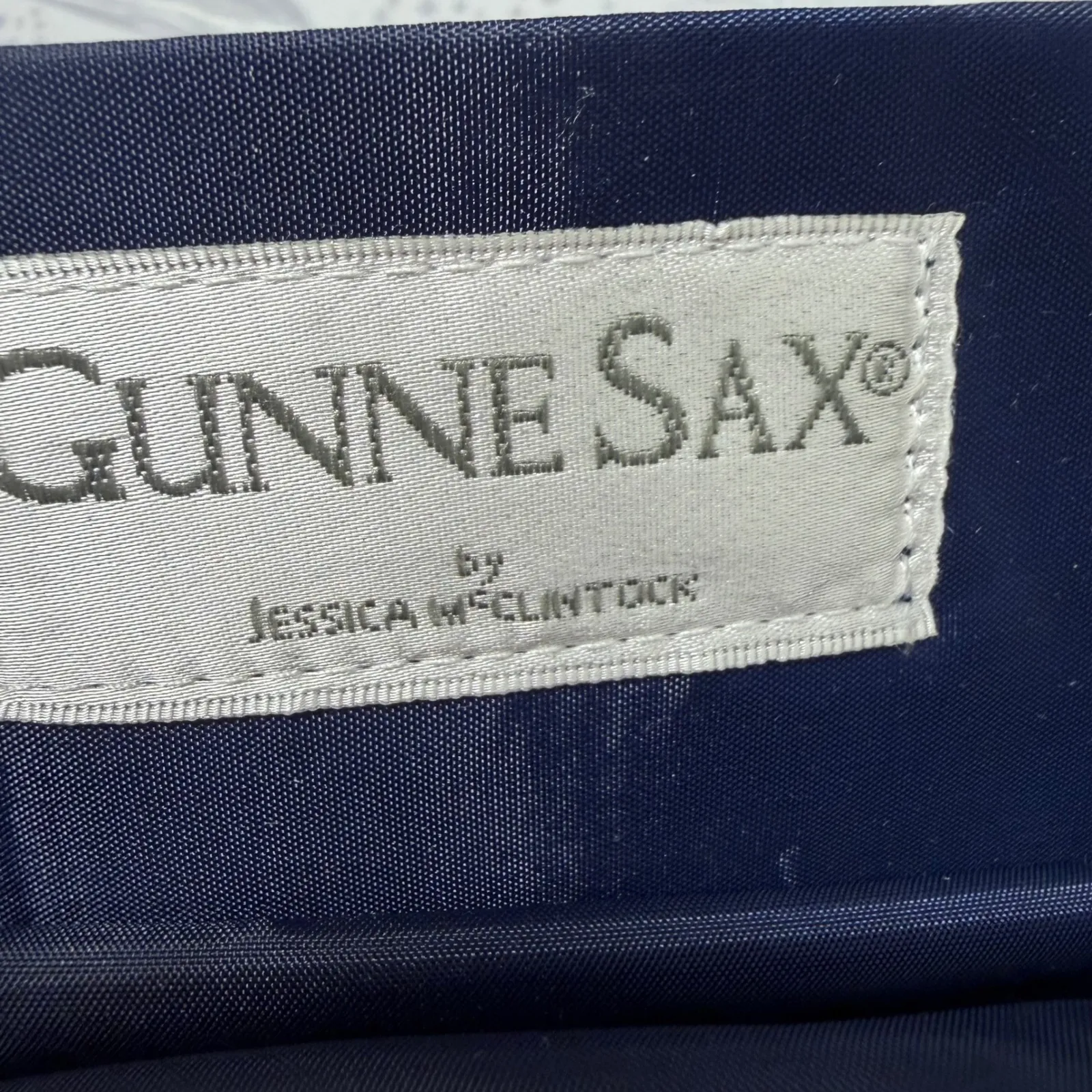 Vtg Gunne Sax by Jessica McClintock Satin Evening Clutch Navy Blue Chain Strap - Image 10