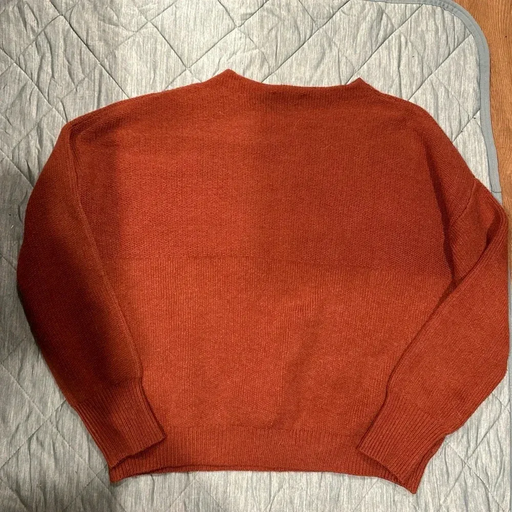 Lulus  Rust Red Mock Neck Knit Sweater Small - Image 6