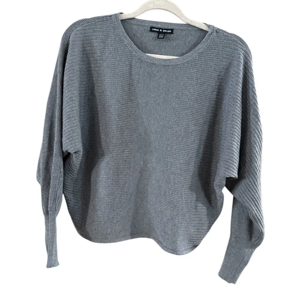 Cable and Gauge Women's Long Sleeve Gray Top Size Small Petite - Image 2