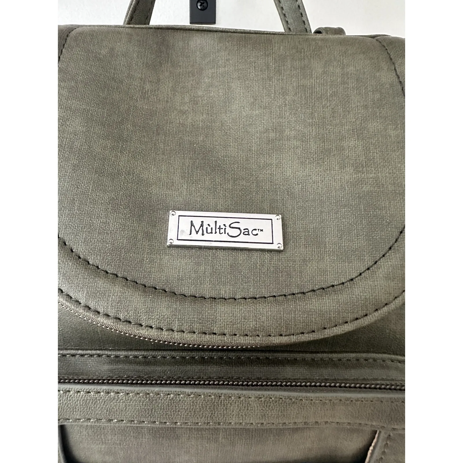 MultiSac ‎ Bag Backpack Green Multiple Compartments Adjustable Strap Purse - Image 2