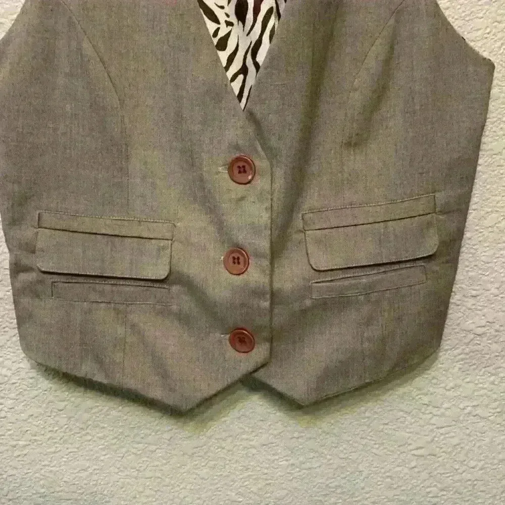 Tan animal print star city vest top sz M 90s y2k vintage fall street wear work - Image 4