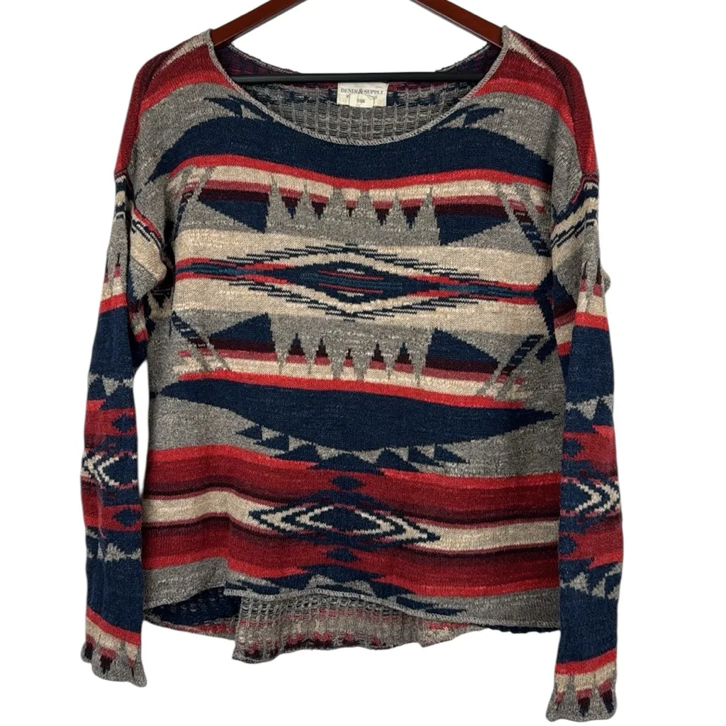 DENIM & SUPPLY RALPH LAUREN AZTEC SOUTHWESTERN NAVAJO LIGHTWEIGHT SWEATER S rare - Image 3