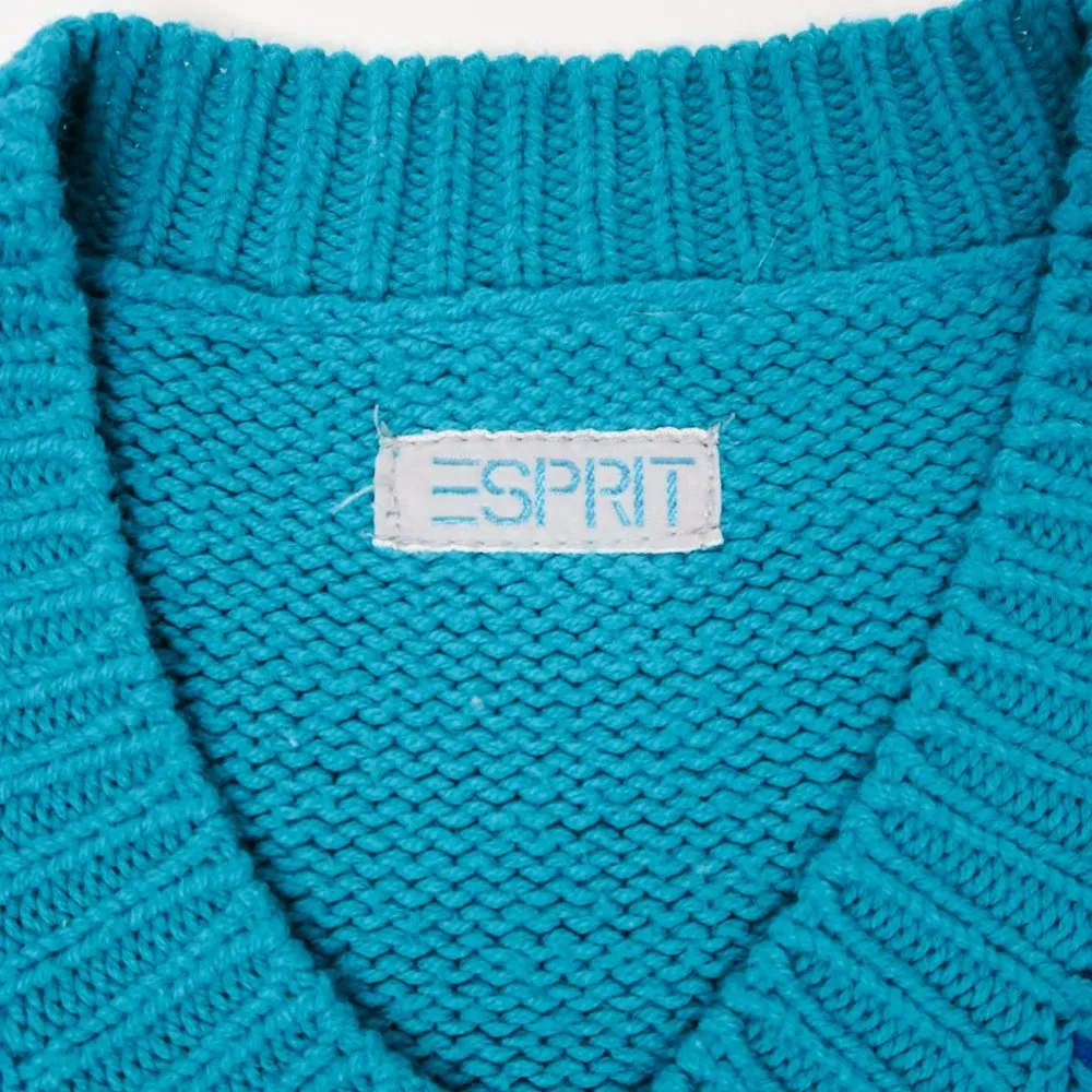 Vintage 70s Esprit Teal Plaid Knit Sweater Vest - Image 5