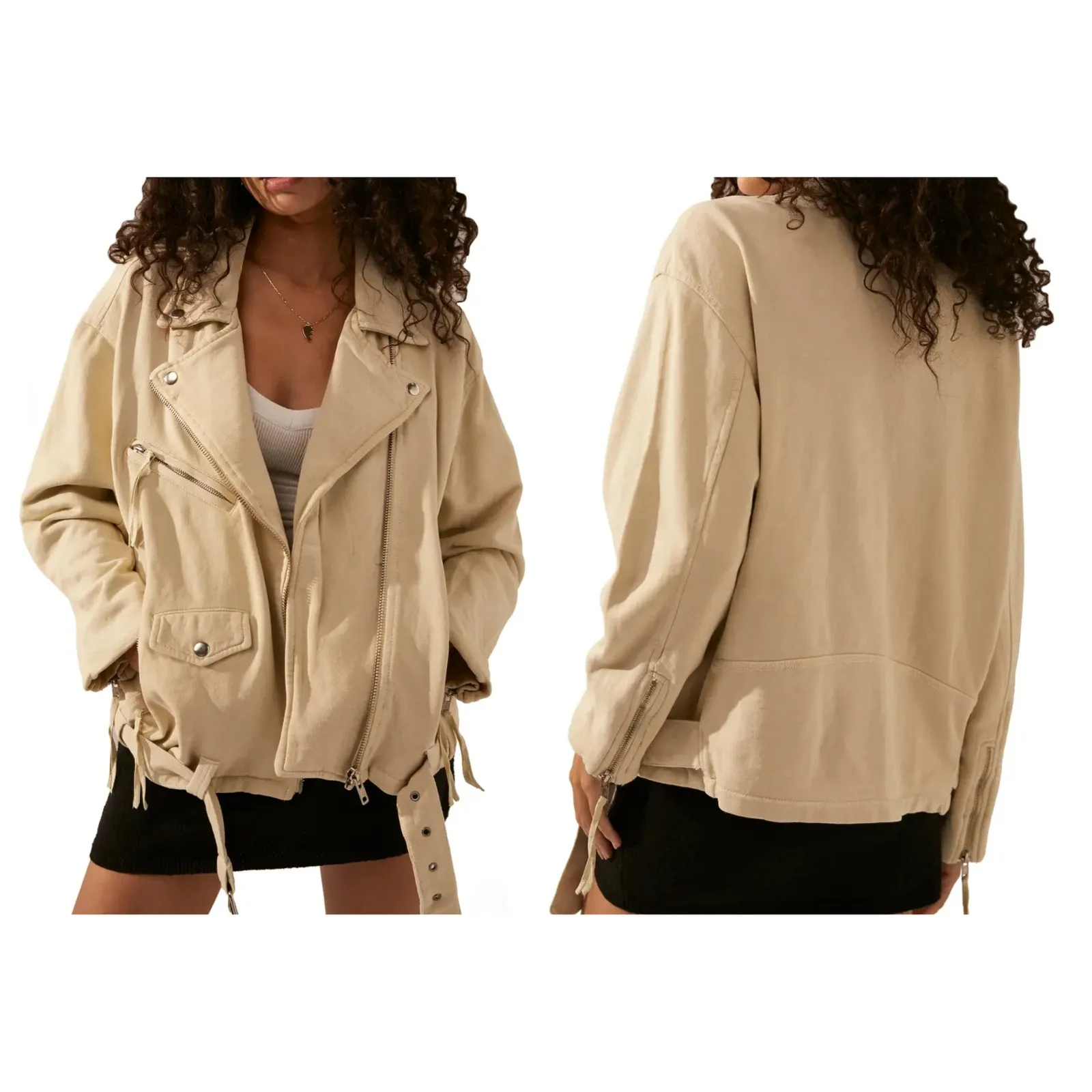 FREE PEOPLE Rebel Rebel Cotton Moto Jacket Size XS - Image 9