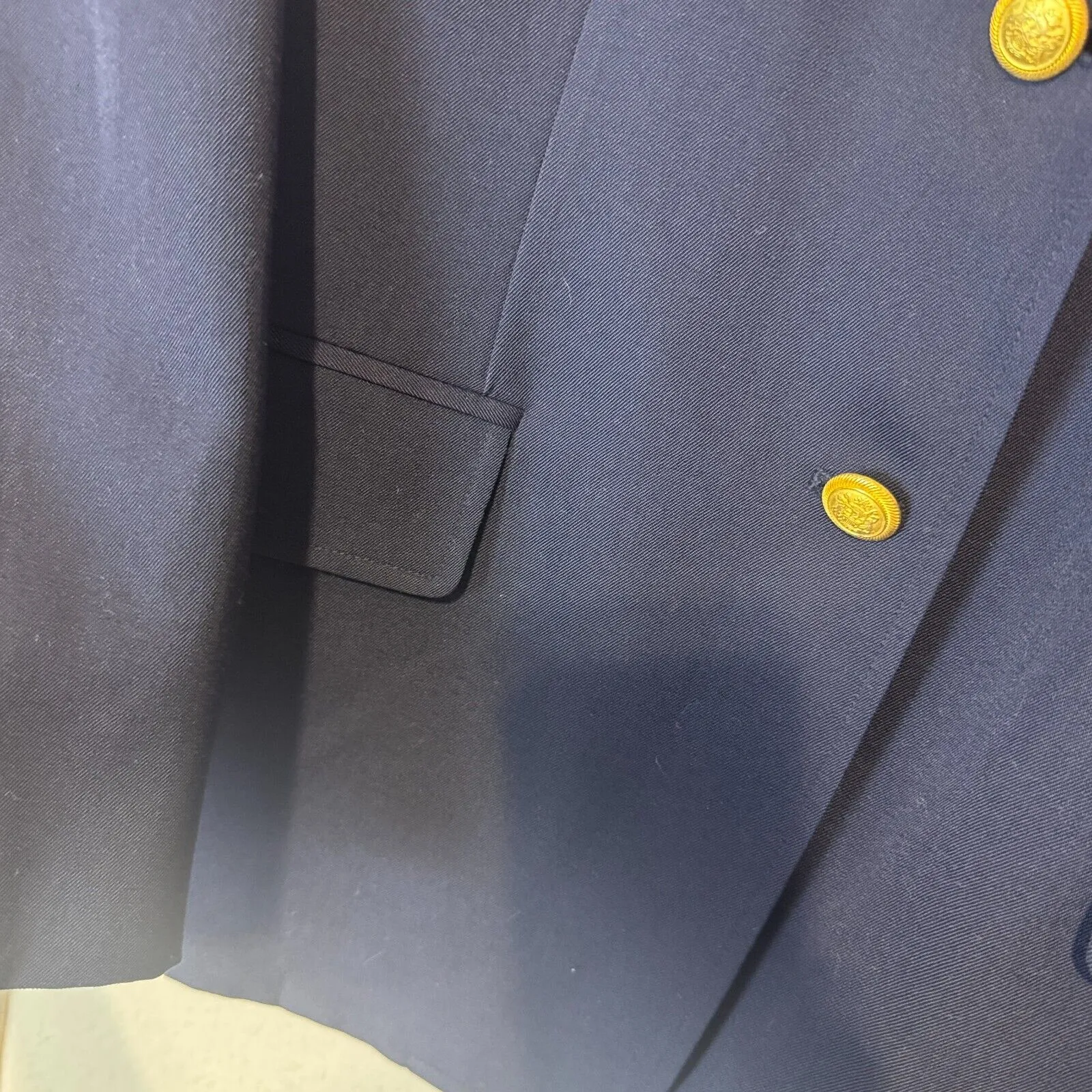 Vintage Evan Picone Blazer Wool blend Womens Size 12 Navy Blue Gold Buttons 90s - Image 4