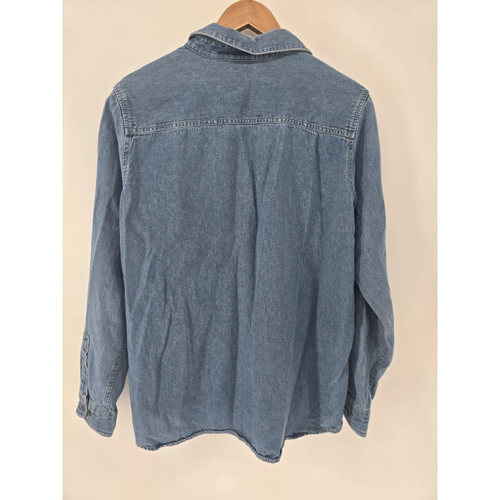 Classic Elements Womens Denim Shirt Large Floral Leaf Embroidered Button‎ Up - Image 4