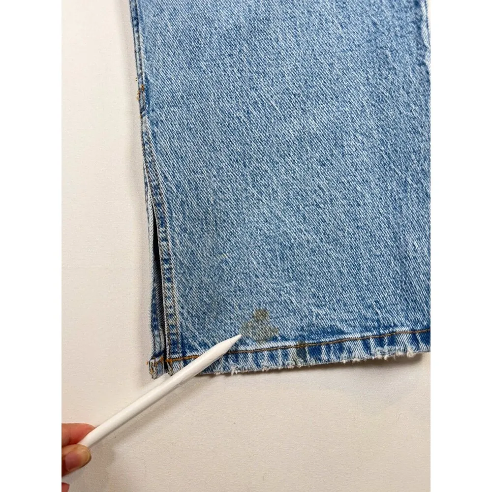 Abercrombie Fitch Womens Jeans Blue The 90s Relaxed Denim Hi Rise Split Hem 27/4 - Image 7