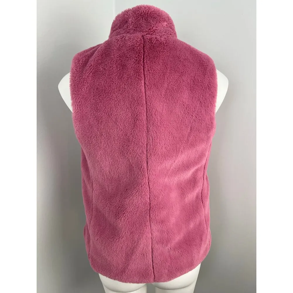 Women's J.Crew Pink Faux Fur Vest XXS - Image 3