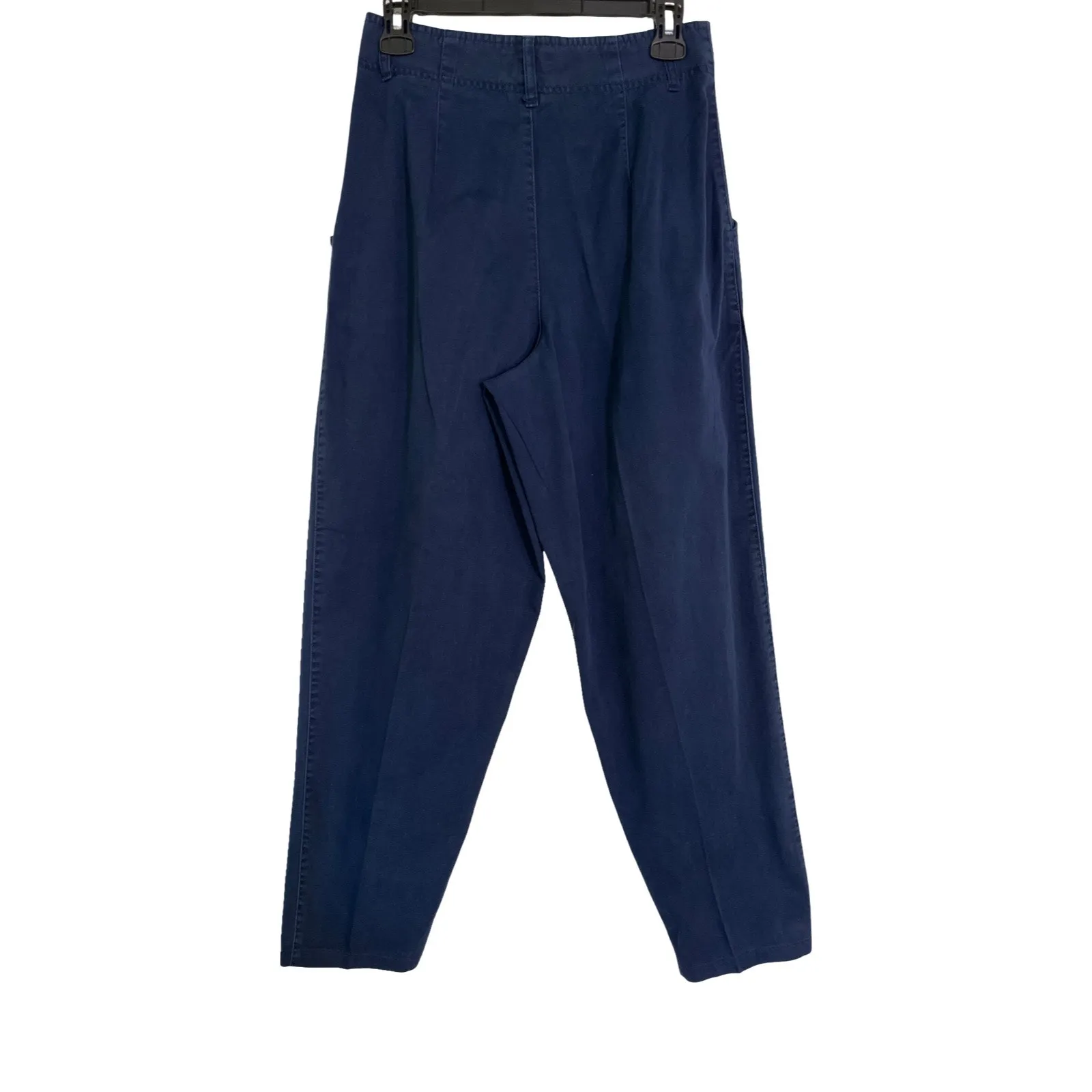 Vintage Esprit Sport Pleated High Waist Cotton Trousers Navy Blue Modern Size S - Image 6