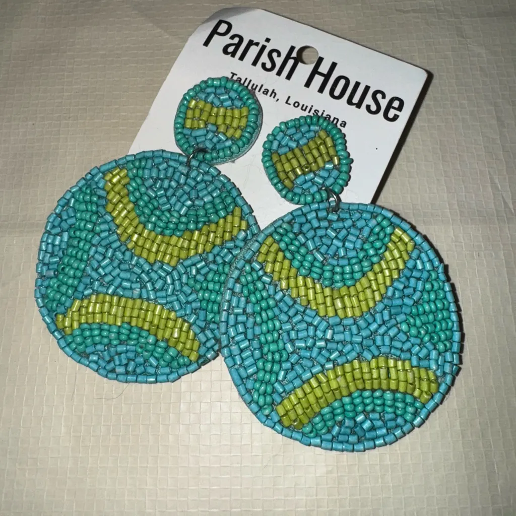 Beaded Earrings disco Blue - Image 2