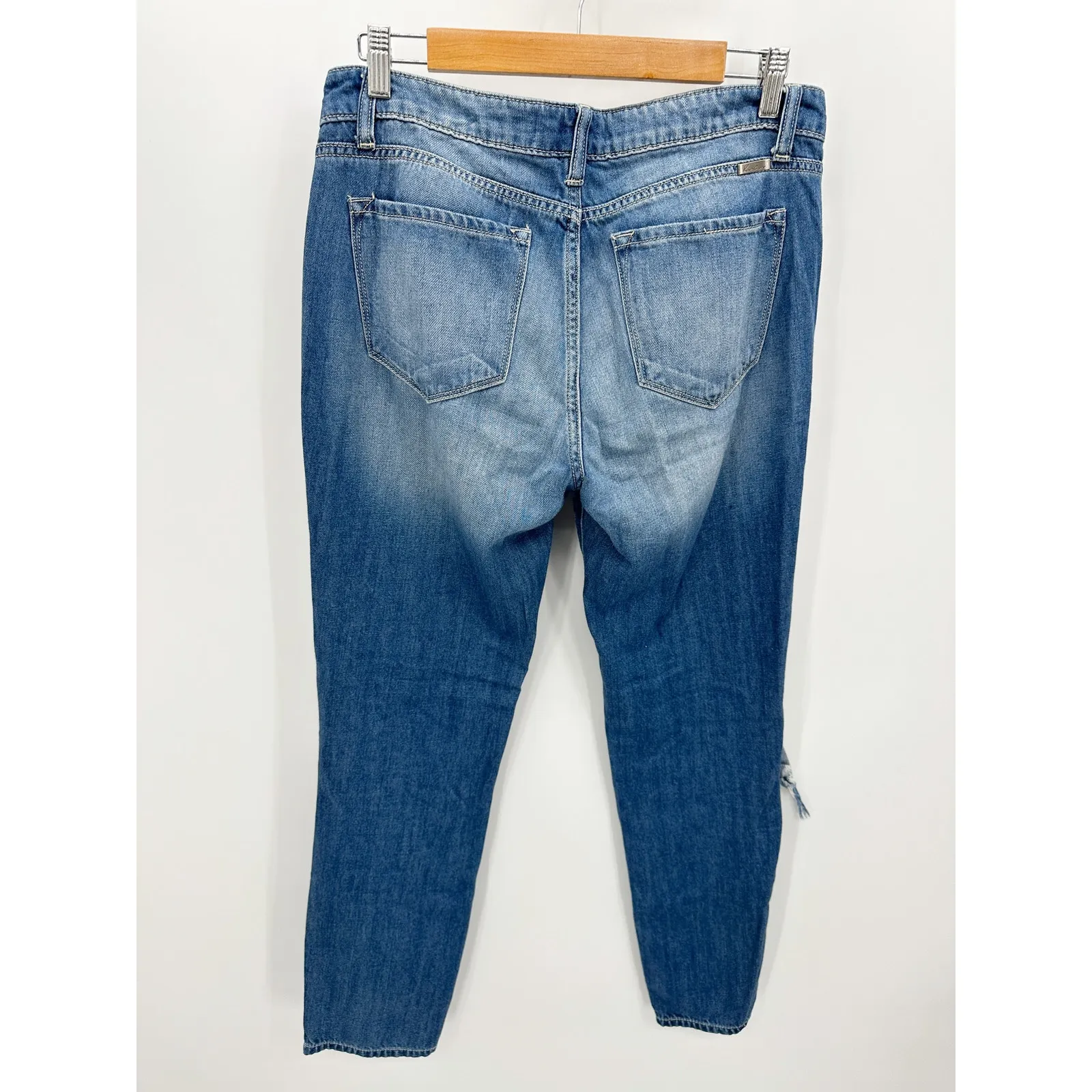 KanCan Women Boyfriend Relaxed Denim Jeans Size 7/27 Distressed Mid Rise STretch Blue - Image 2