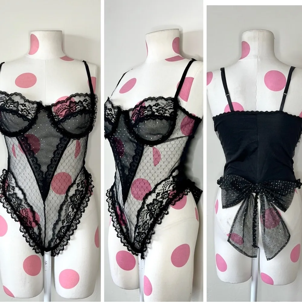 Vintage Gothic Teddy Lingerie Black Size M - Image 3