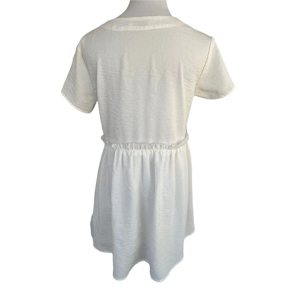 Hazel Boutique White Boho Babydoll Dress / Top S - Image 3
