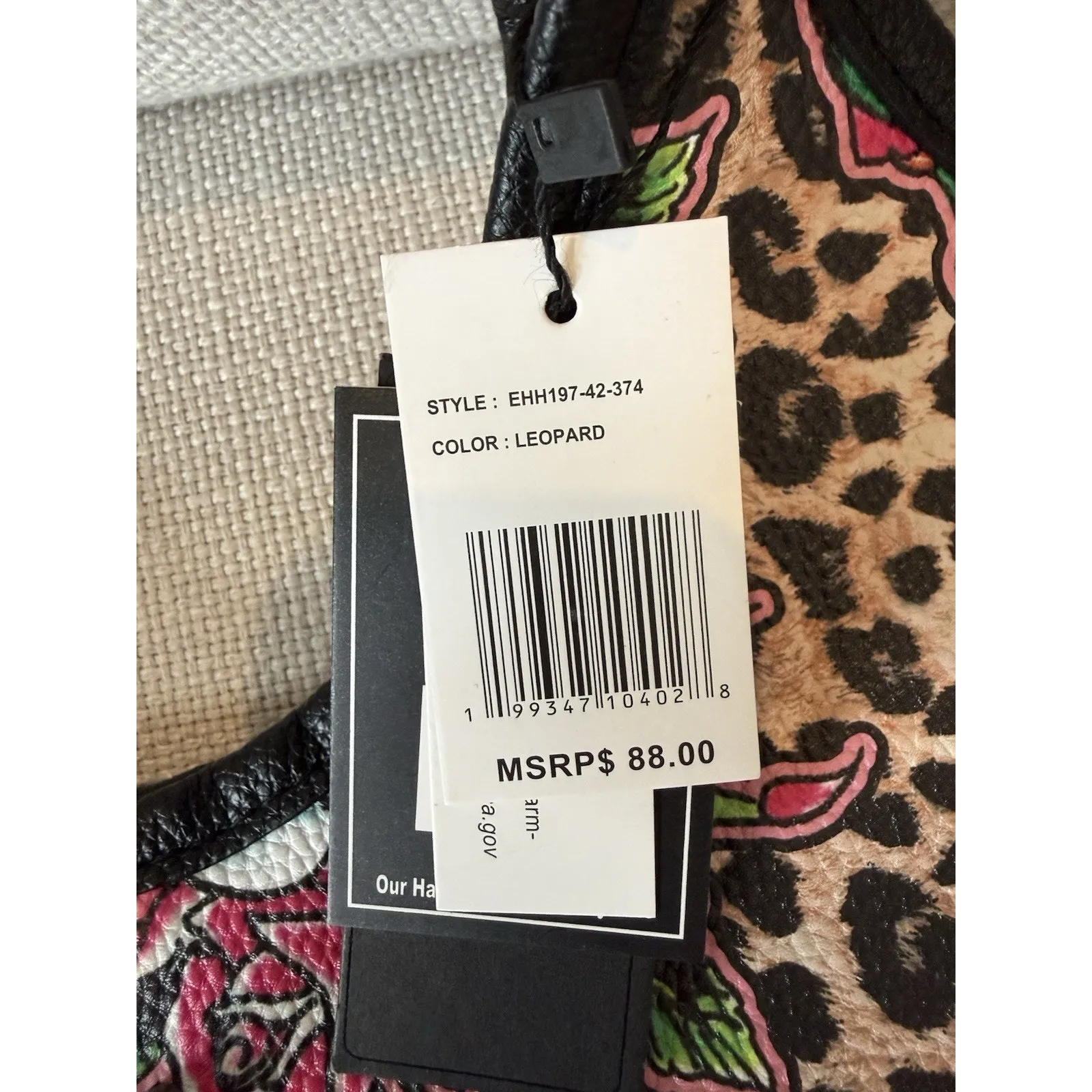 Ed Hardy Women's Large Black Pink Roses Pink Leopard Tote Shoulder Bag - Image 4