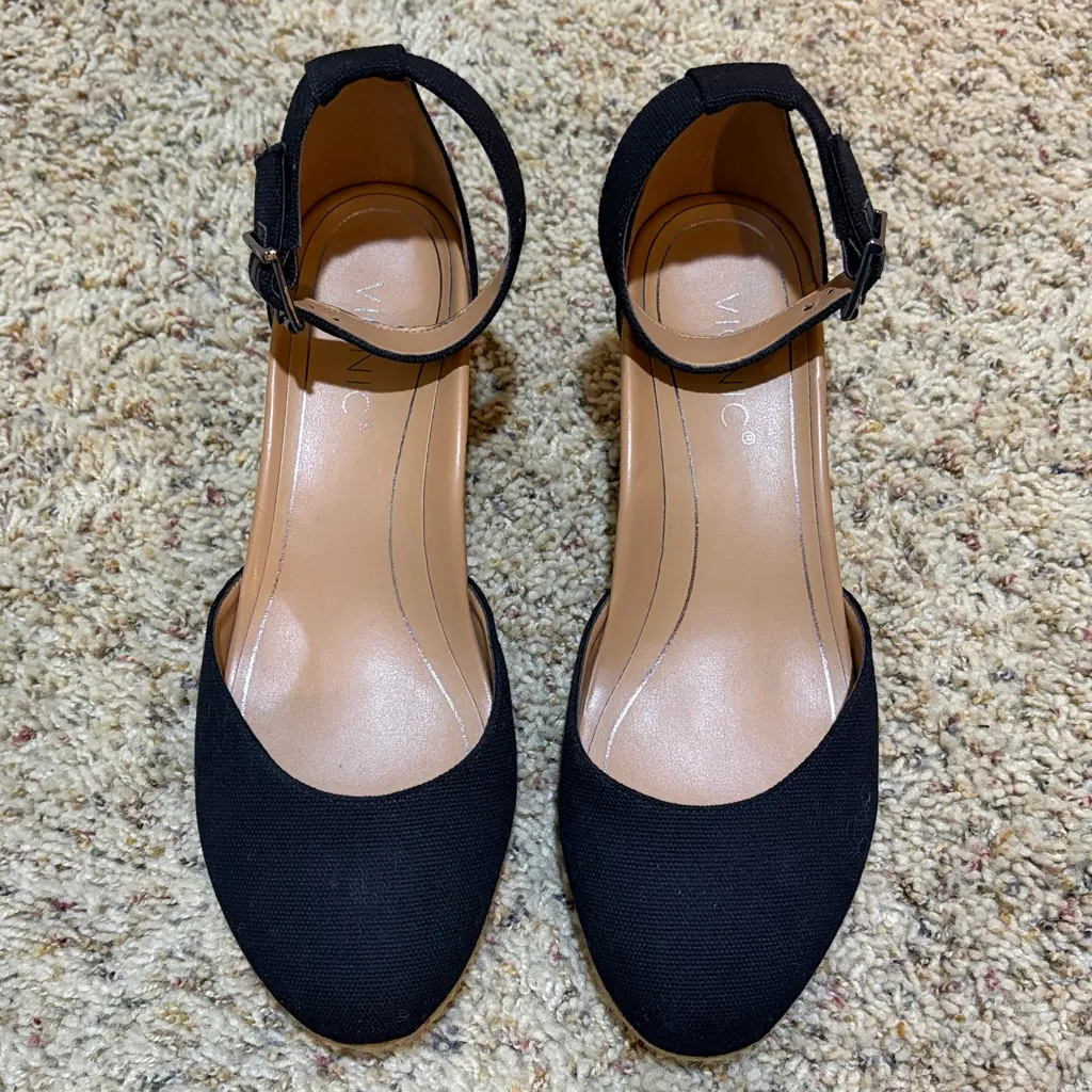 Vionic Amy Canvas Black Espadrille Wedge Heels Sandals Size 9.5 Comfortable - Image 4