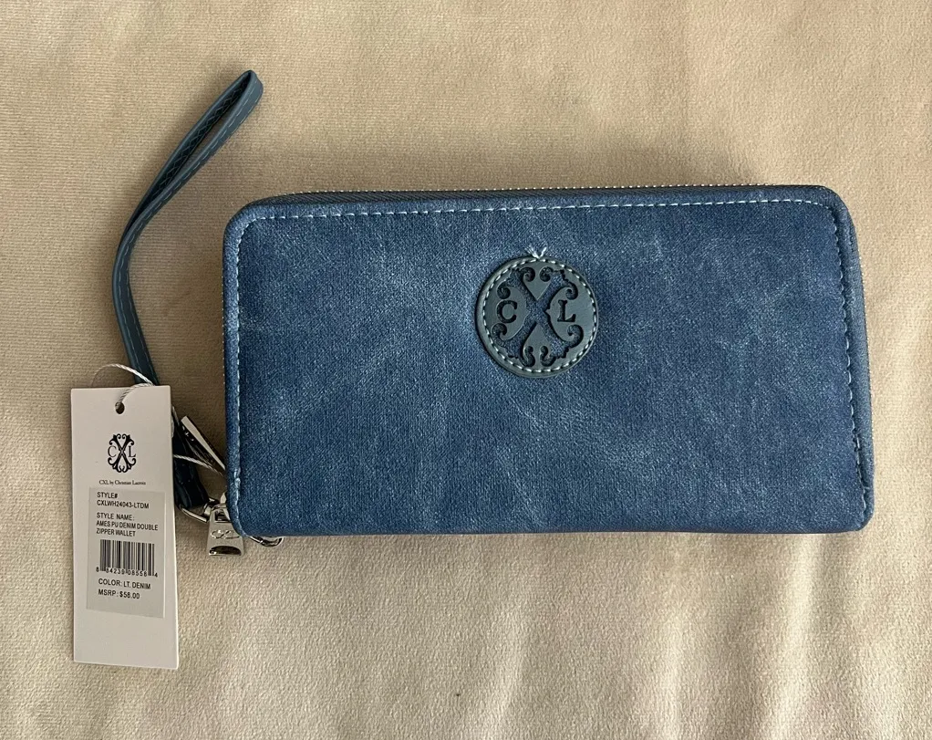 💙 CXL by Christian Lacroix Ames PU Denim Double Zipper Wallet 💙 - Image 1