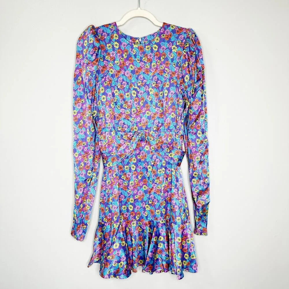 ROTATE Birger Christensen Womens Shelly Puff Sleeve Mini Dress Multicolor Size 8 - Image 3