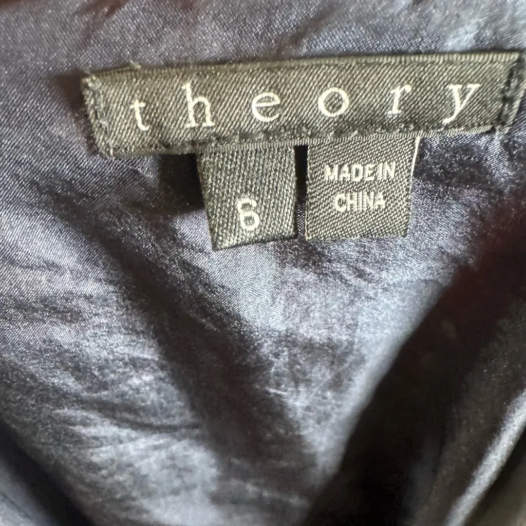 Theory arena brushstroke print 100% silk dress size 6 - Image 7