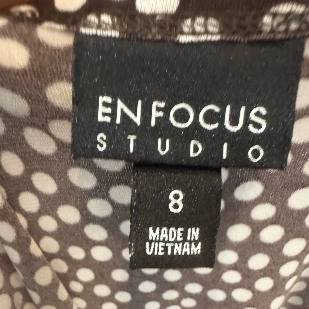 Enfocus Studio chocolate brown and white polka dot midi dress size 8 - Image 4