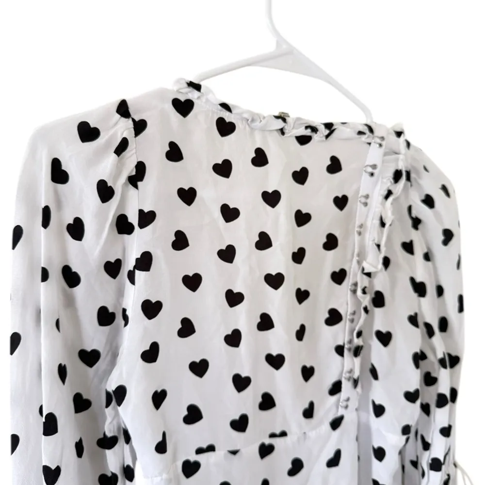 For Love & Lemons Willow Black & White Heart Blouse - Image 9
